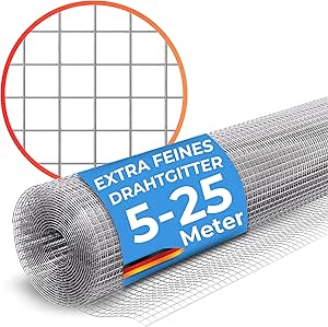 Volierendraht 50cm X 5m - Feinmaschig 13x13mm - Verzinkt Für Hochbeete & Gehege
