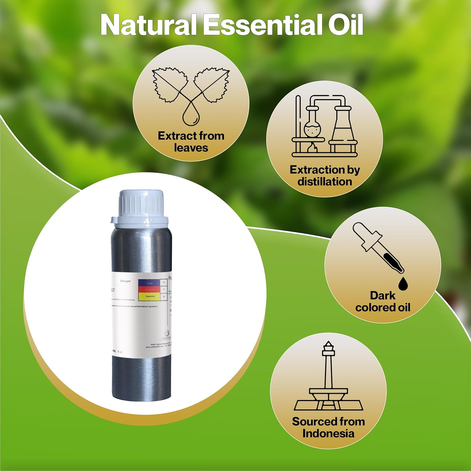 uh*Roh*Muh Premium 8 oz Dark Patchouli Essential Oil | Home Essentials, Intense Sweet Aroma Aromatherapy Bliss | Essential Oils for Diffusers Aromatherapy | Sustainably Sourced from Indonesia