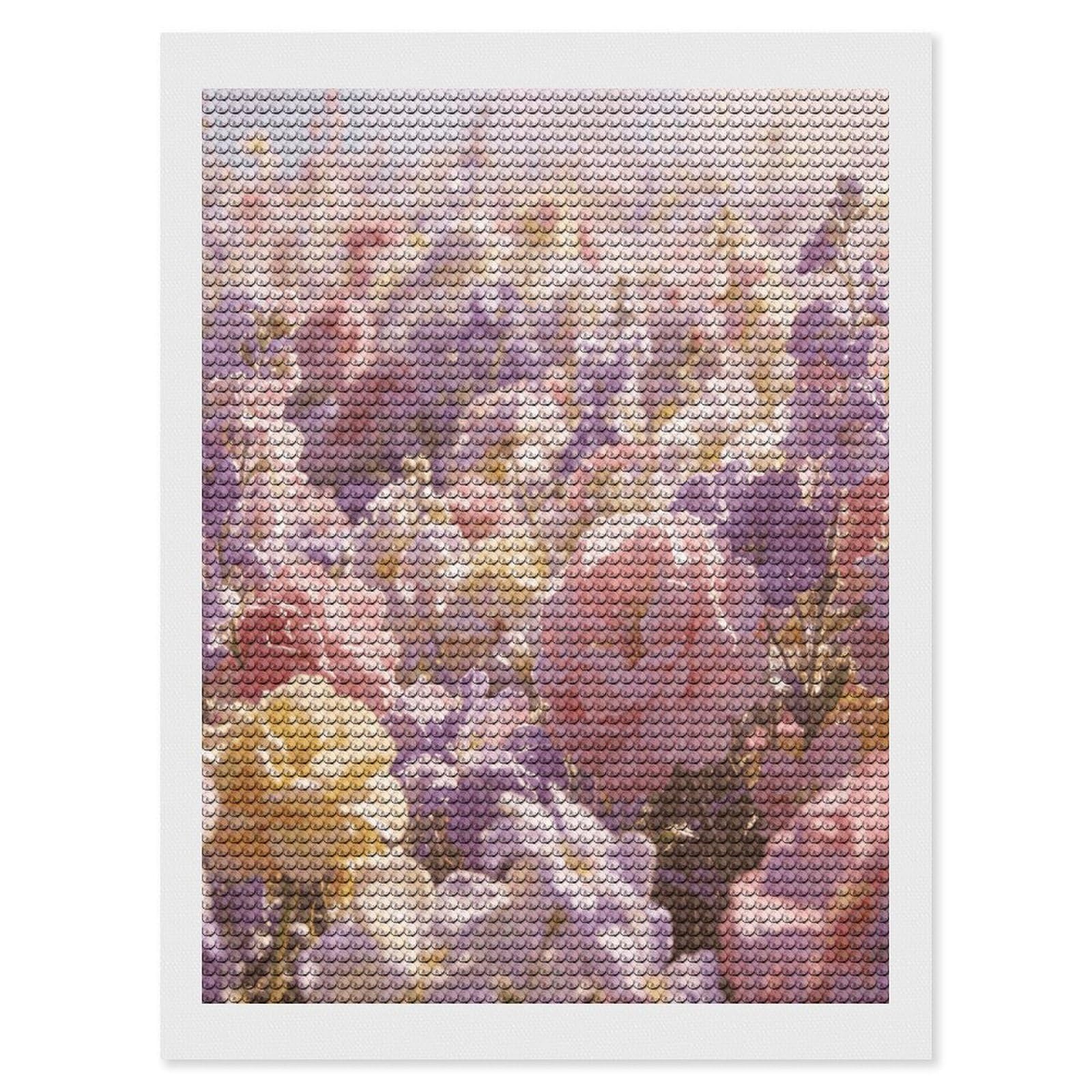 FekiLoot Field of Flowers Pastel Floral Paint by Numbers Kit for Adults Beginner DIY Diamond Dots Paintings Round Full Drill Diamond Art Kits Picture Diamond Art Painting Kits for Home Decor 12"x16"