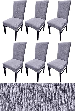 Jakarl  Dokuma Kuma  Likral  Esnek 6l  Sandalye K l f  Kaliteli Stre  Sandalye  rt s  6 ADET Gri