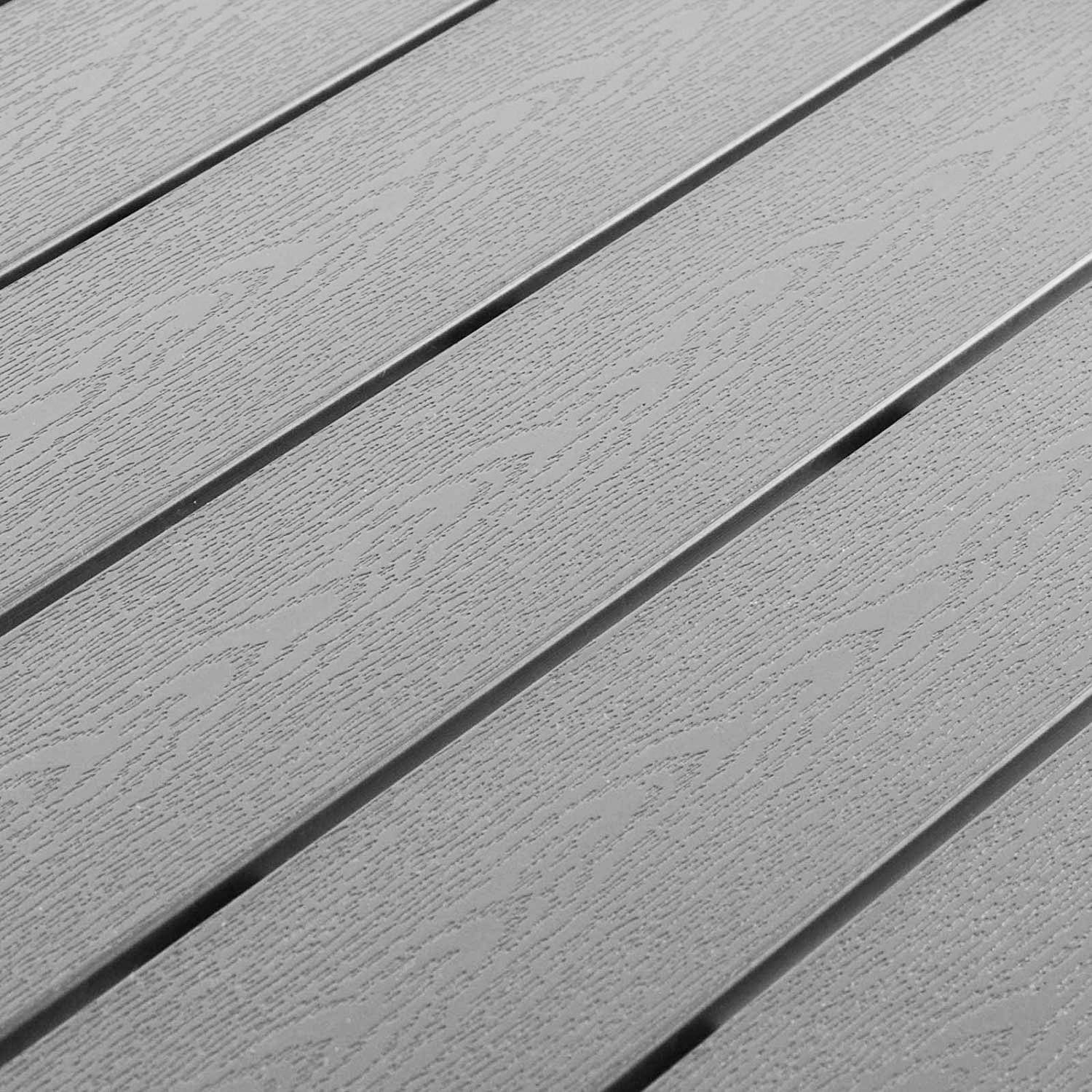 Großer Aluminium Gartentisch anthrazit Esstisch pflegeleicht Gartenmöbel Tisch WPC Holzimitat wetterfest 180x90x74cm