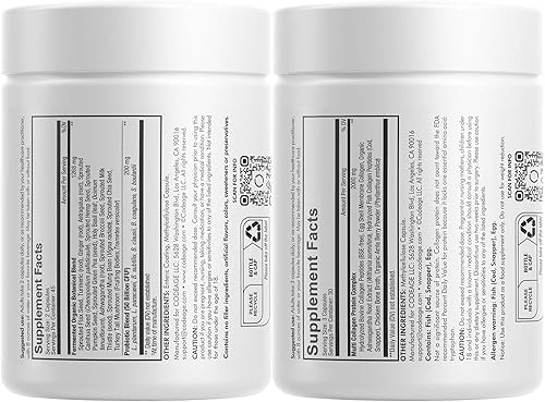 Miniatura 2 de Codeage Cápsulas de proteína de colágeno múltiple 5 tipos, Ashwagandha Withania Somnifera y bayas de Amla orgánica + mezcla probiótica SBO paquete