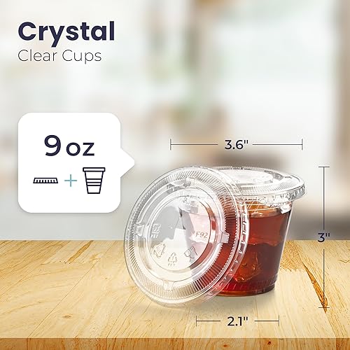 Miniatura 8 de Paquete de 600 Vasos de plástico transparente de 24 onzas con tapas planas, tazas desechables para café helado, sin BPA, taza de batido de cristal