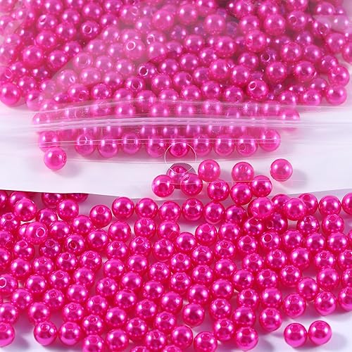 1200 cuentas de perlas para manualidades, cuentas redondas de 0.236 pulgadas con agujero para fabricación de joyas, manualidades, pulseras, collares