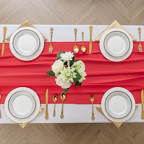 Miniatura 10 de Paquete de 6 caminos de mesa de gasa de 10 pies de 29 x 120 pulgadas, camino de mesa romántico transparente para boda, fiesta de cumpleaños,