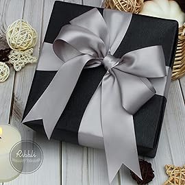 Ribbli Silver Double Faced Satin Ribbon,1-1/2 x Continuous 25 Yards,Use for Bows Bouquet,Gift Wrapping,Wedding,Floral Arrangement