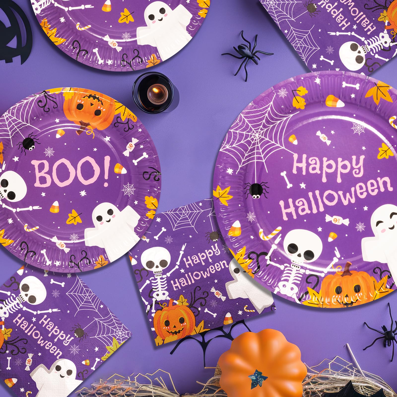 40 Tovaglioli Di Carta Per Halloween Con Zucche E Fantasmi – 16,5x16,5 Cm – Perfetti Per Feste A Tema - 2