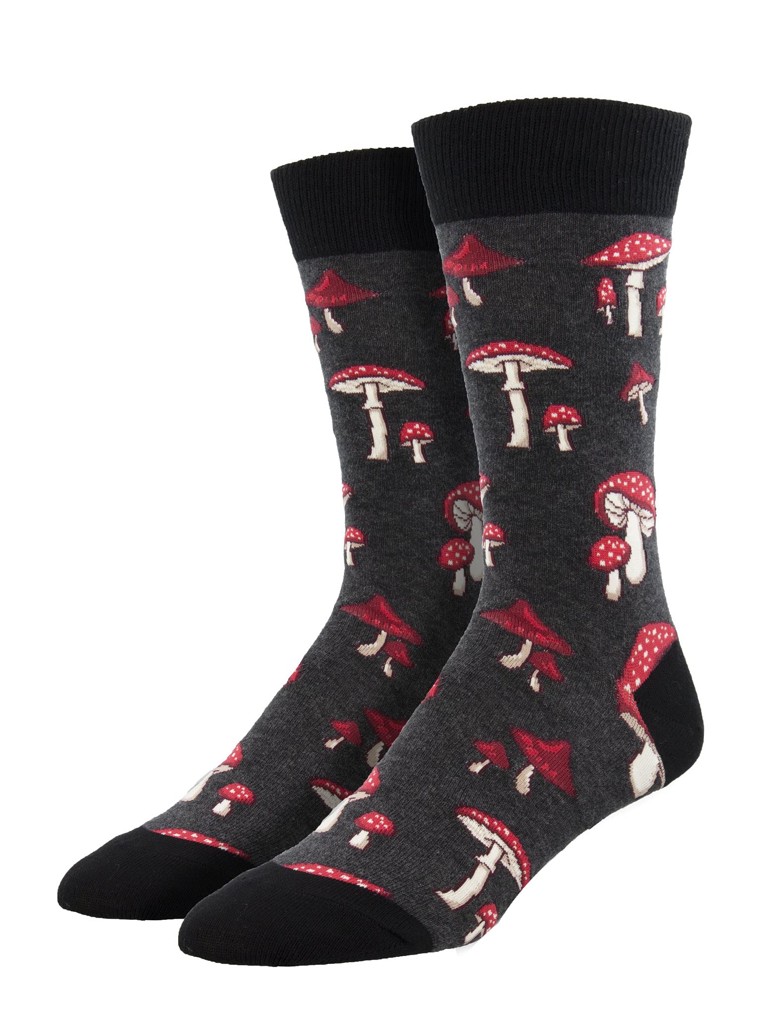 Socksmith Pretty Fly For A Fungi, Charcoal Heather, 10-13 (Men's Shoe Size 7-12.5)