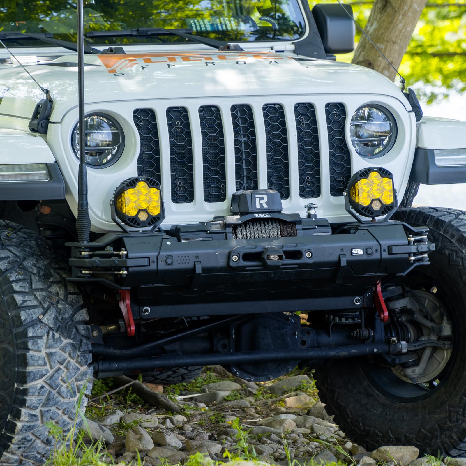 RUGCEL WINCH Cabrestante Eléctrico 5443 kg (12000 Lbs), 12V CC, IP68 Impermeable, Cuerda Sintética, Guía de Cable, Control Remoto Inalámbrico y por Cable, para 4x4 SUV Todoterreno Camión