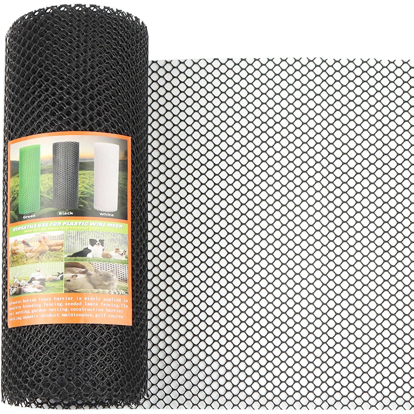 Plástico Negro Rollo de Malla de Alambre de Pollo de 8 mm para Jardín, Valla para Perro, Red de Aves