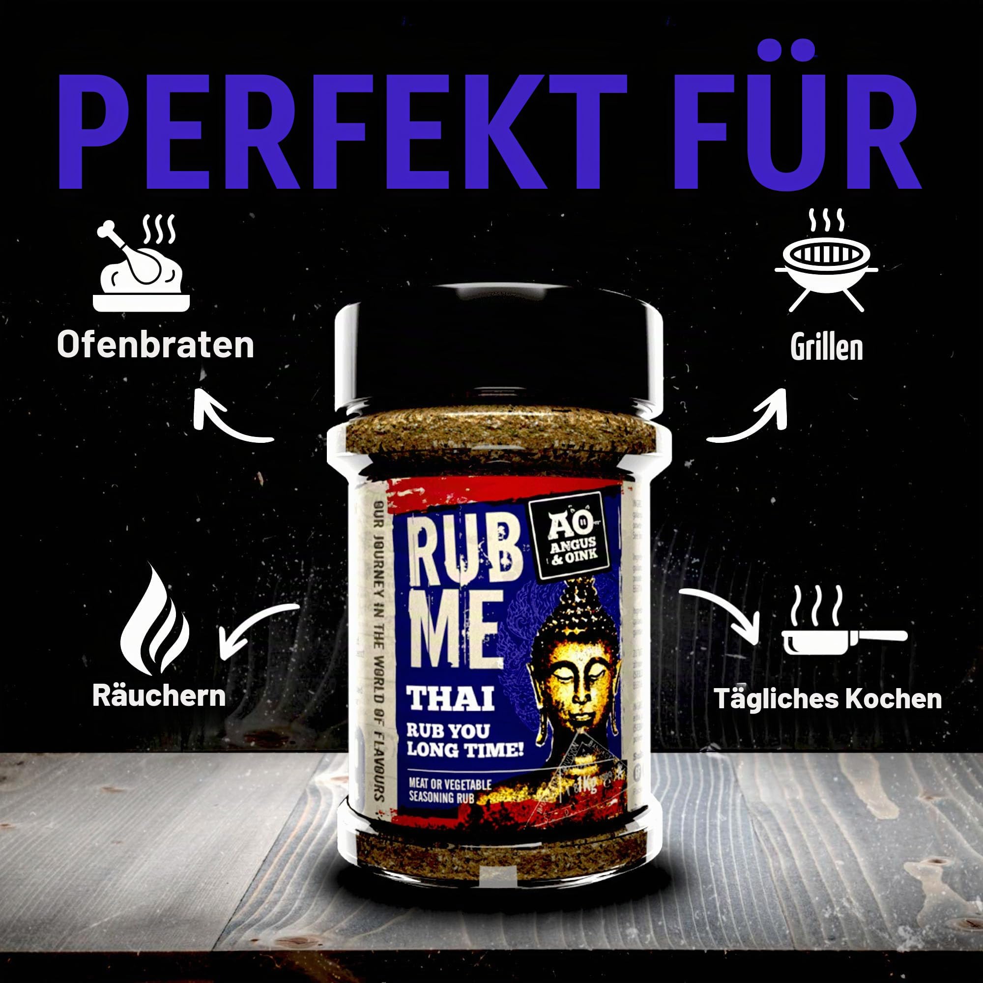 Angus & Oink | Rub You Long Time Thai Seasoning | Aromatische Mischung für Thai-Currys & epische Chicken Wings | 195g