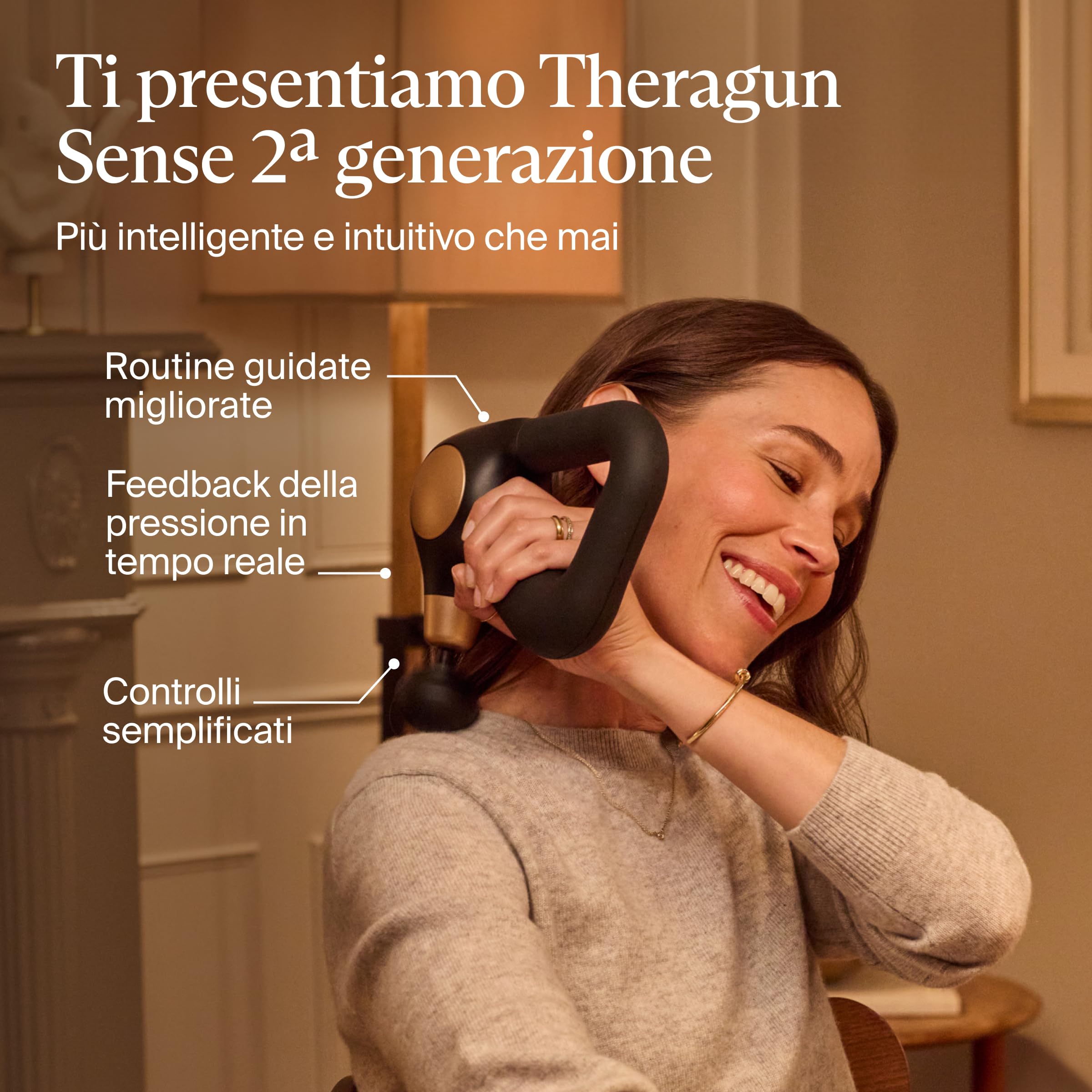 Therabody Theragun Sense (2a generazione) - Pistola massaggiante rilassante con routine guidate integrate per alleviare lo stress, la tensione e il sonno