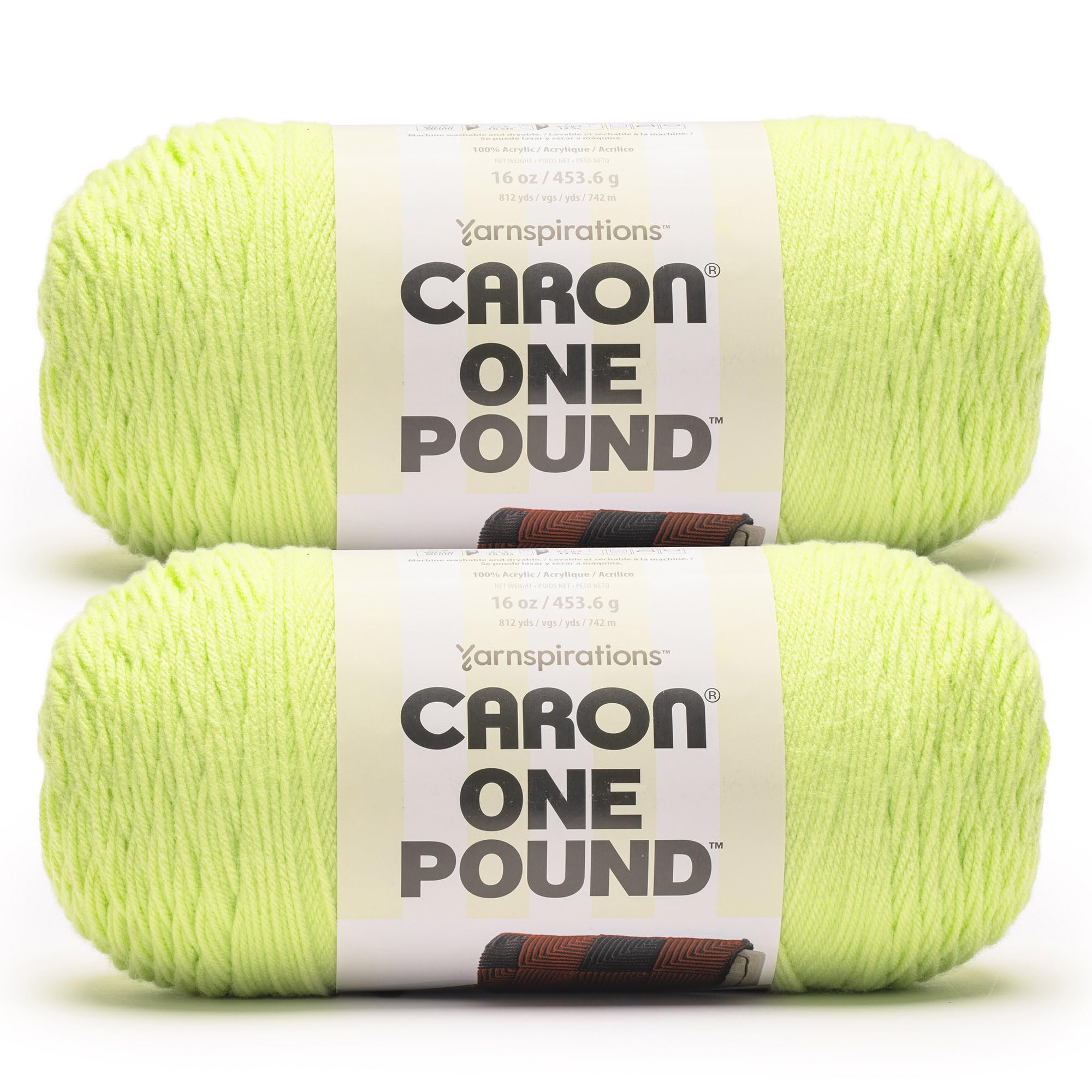 Amazon.com: Caron One Pound Lime Mist Yarn - 2 Pack of 453.6g/16oz