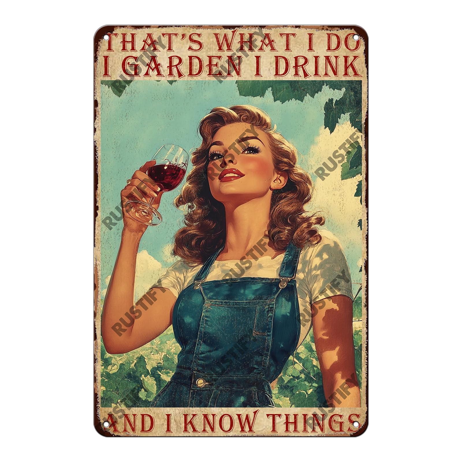 Anceky That's What I Do I Garden I Drink and I Know Things Metal Sign Retro Tin Sign Wall Decor for Home Backyard Garden Kitchen Bar 12×16 Inch