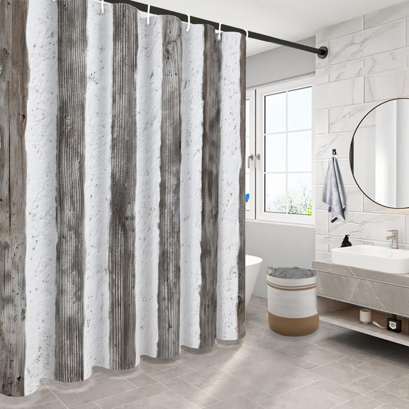 Rideau Douche, Rideau Baignoire Lavable en Machine Rideaux Douche Tissus Lavable Rideau De Baignoire Lavable pour Salle De Bain Domicile Baignoire Famille, Texture De Ligne,