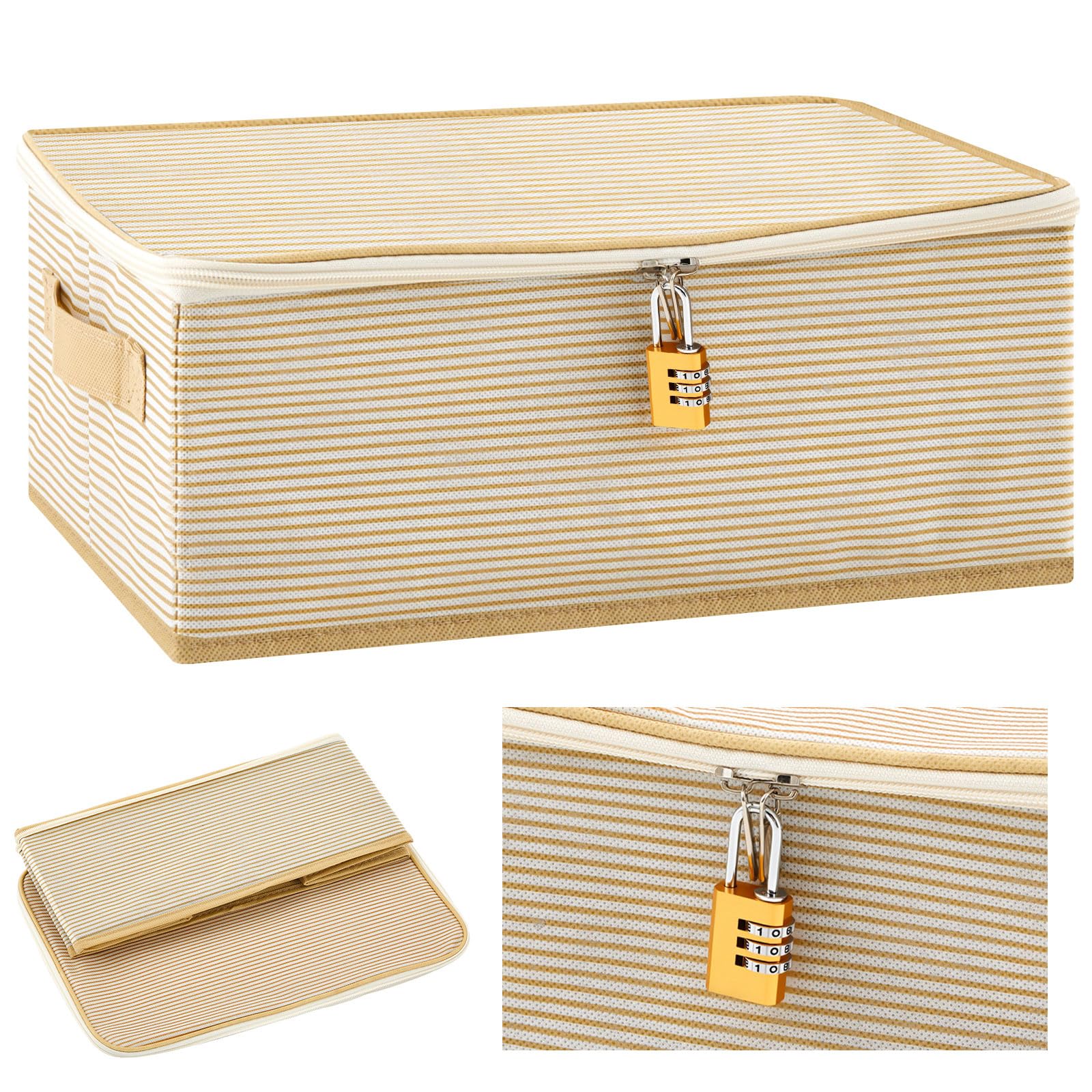 Briwooody Discreet Lockable Toy Bag Storage Organizer Toy Bag Storage Bins Case with Zipper Lid 15 x 10 x 5.9 Inches for Women and Men Clothes