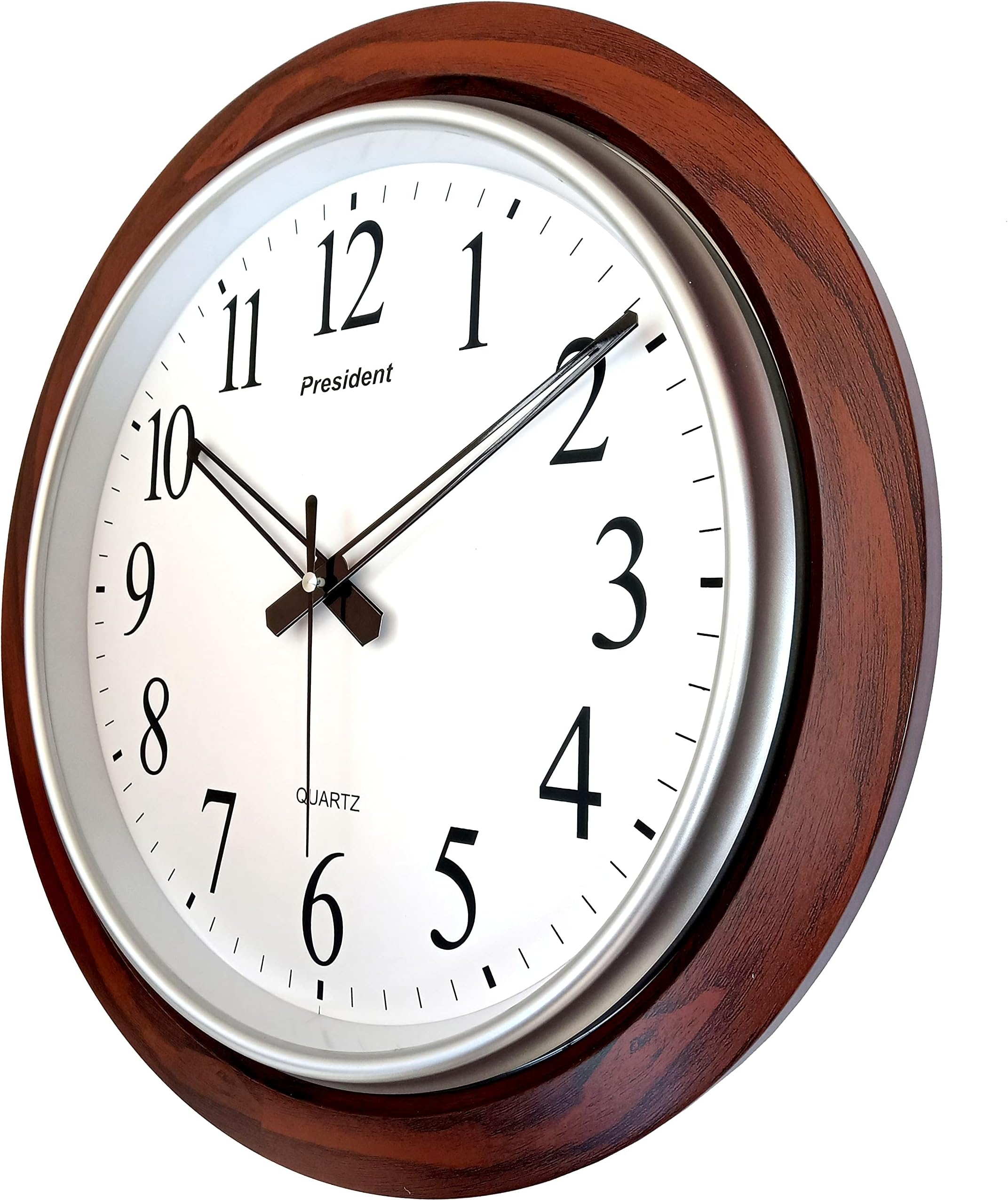 President Wooden Analog Wall Clock 18-Inch (42 X 42 Cm) Home Big Size Living Room Hall Bedroom Stylish Clock