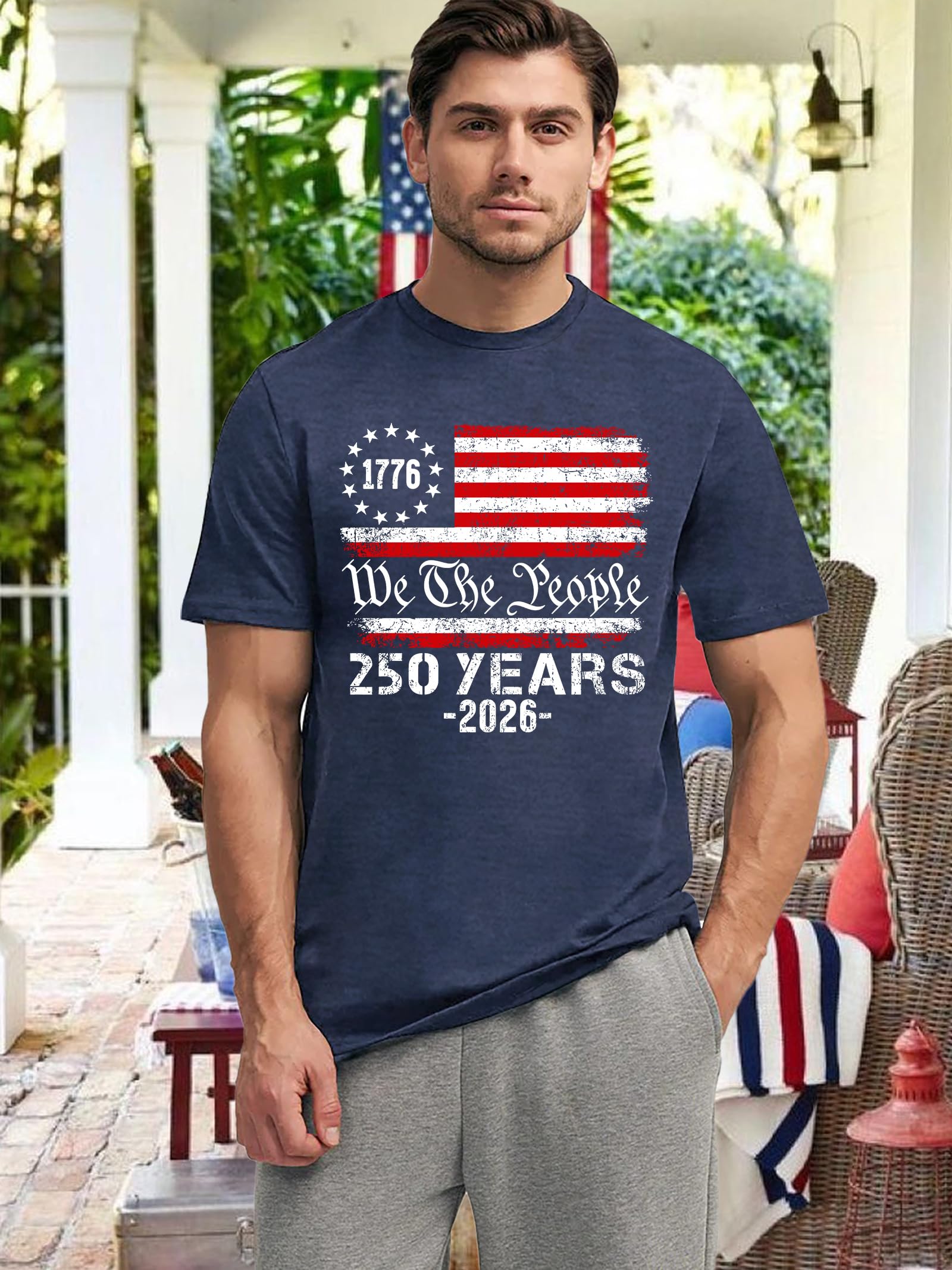 250th Anniversary USA Shirts for Men American Flag T-Shirt 4th of July Shirt 250 Years Birthday Patriotic Tops - 3