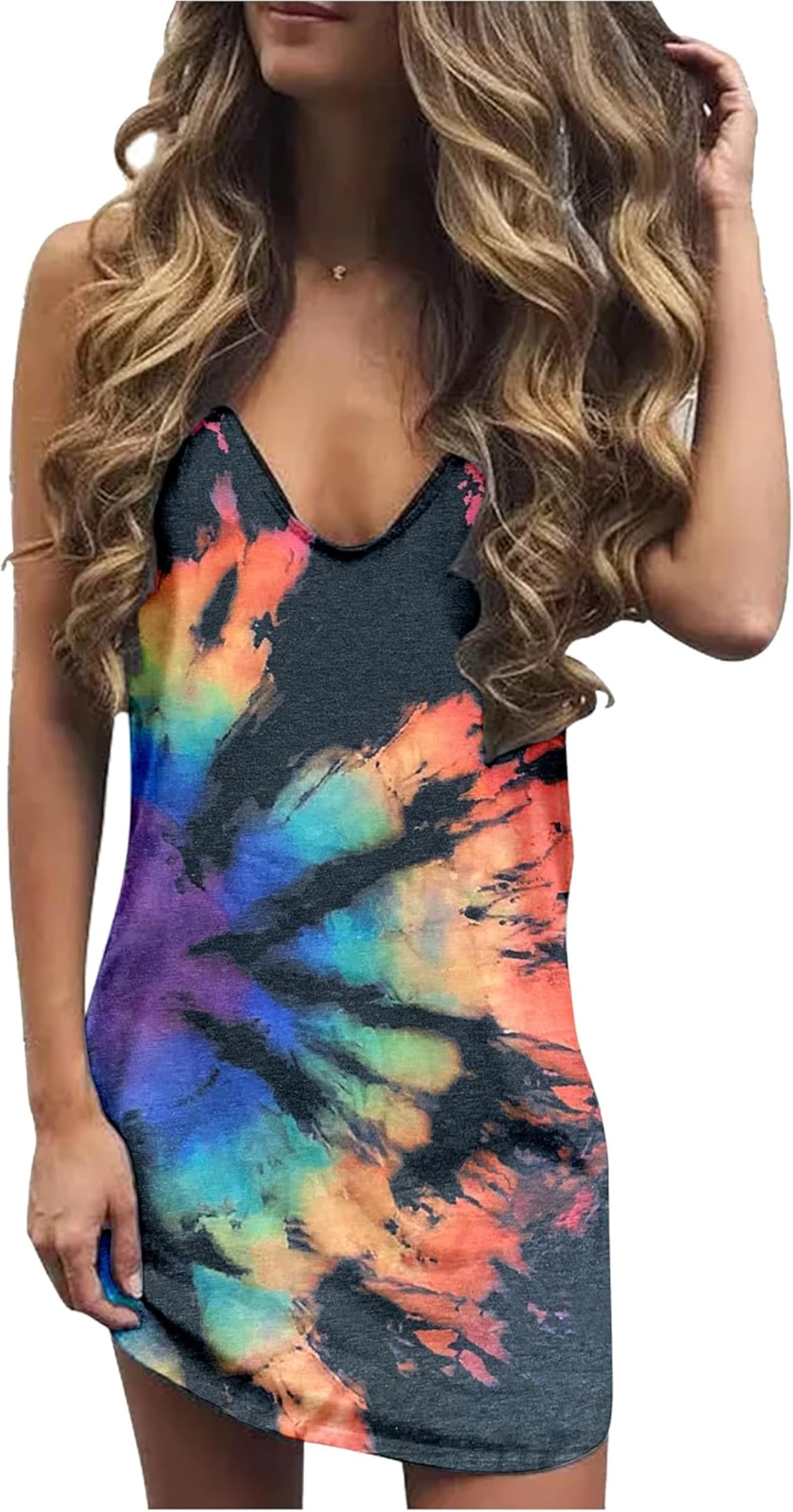 CHUNTIANRAN Mini Dress for Women Swimsuit Coverup Beach Hawaiian Tank Dress