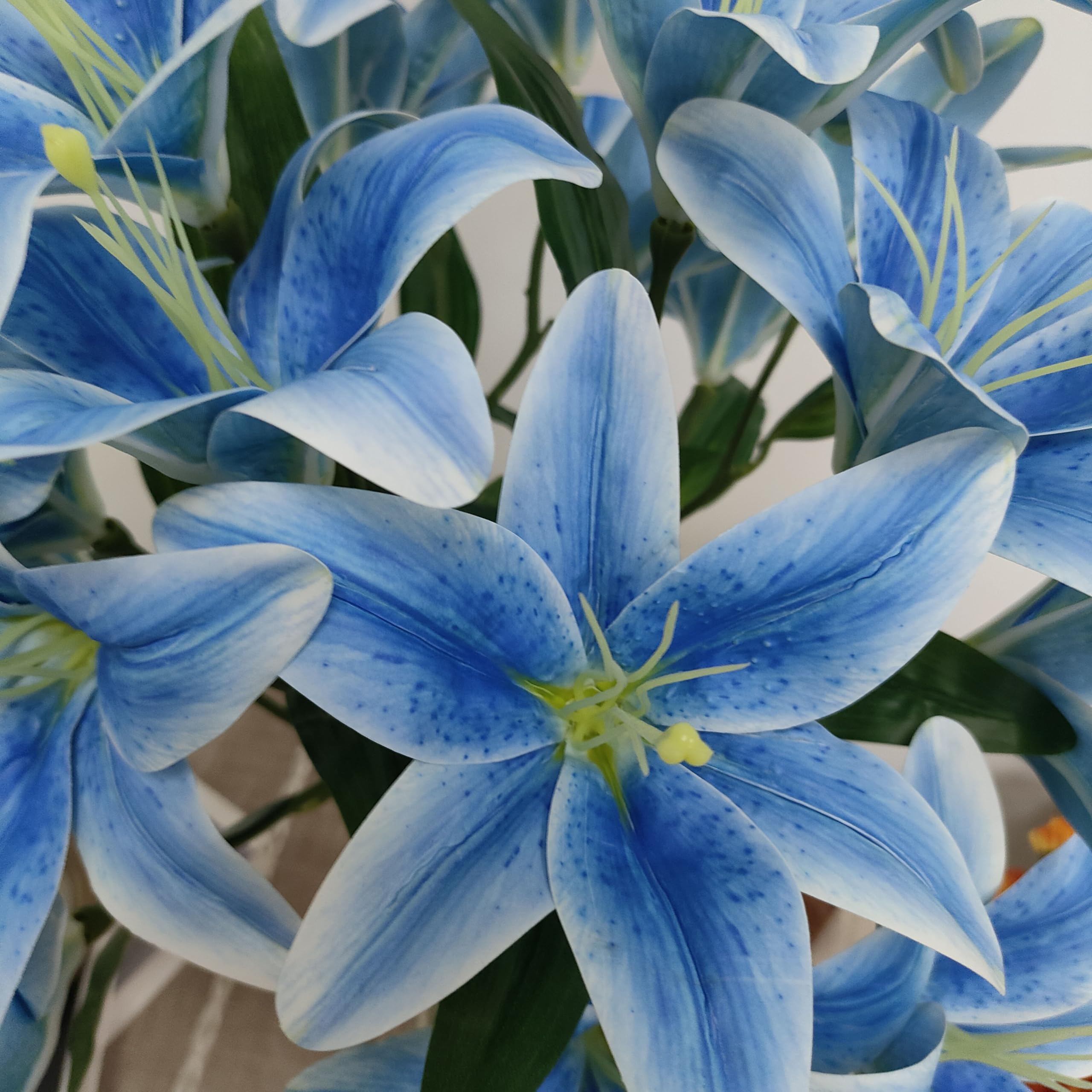 Artificial blue Lilies Flowers,10Pcs Faux Lily Flower,20''Tiger