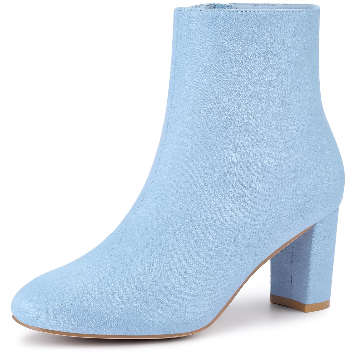 Allegra K Womens Side Zip Chunky Heels Ankle Boots