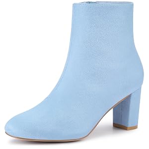 Allegra K Womens Side Zip Chunky Heels Ankle Boots
