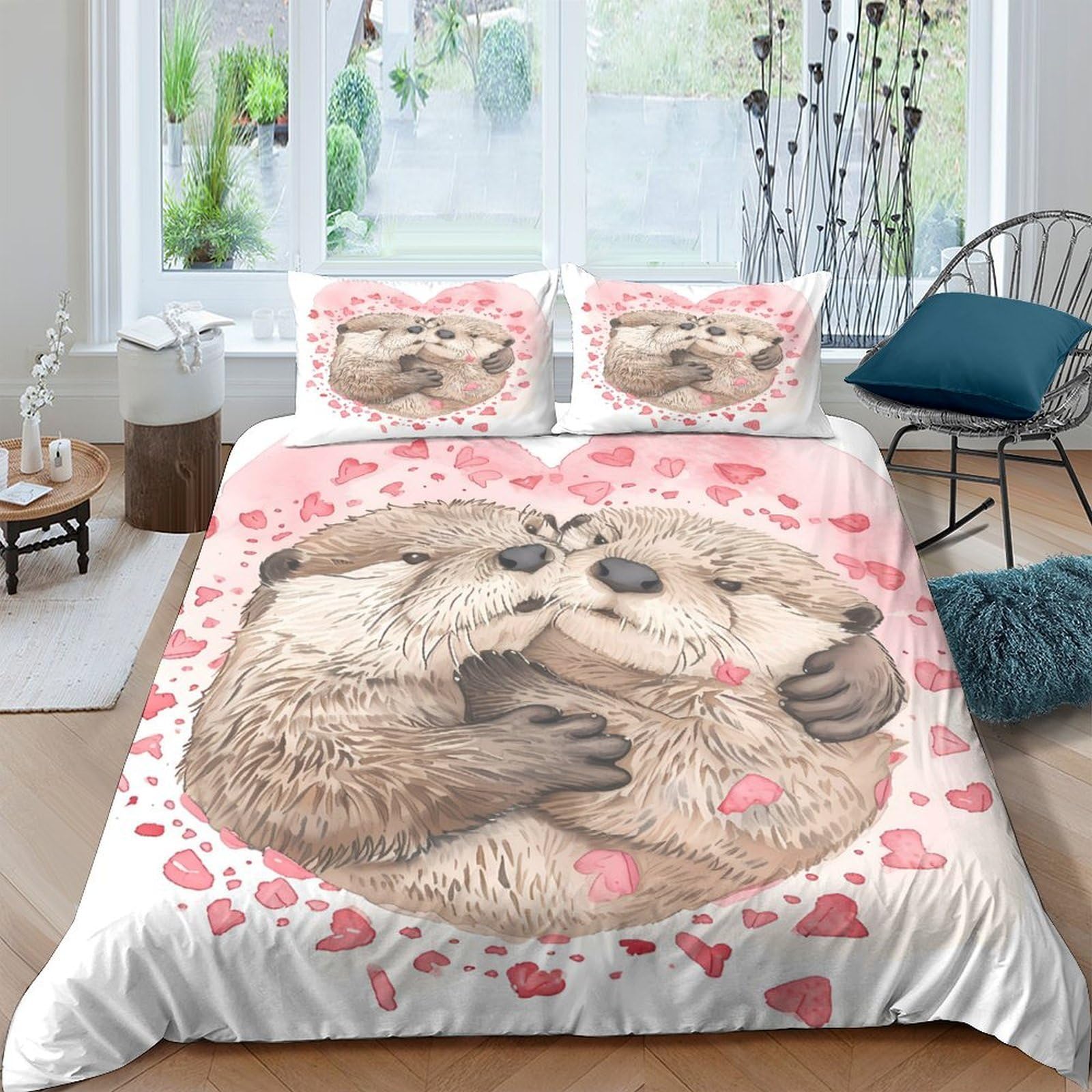 Linge de lit loutre avec housse de couette 220x240 et taie d'oreiller 3D