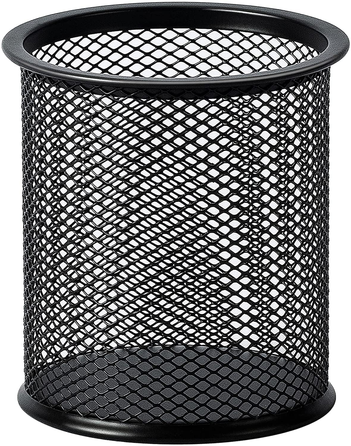 BOLDNYOUNG Metal Mesh Pen Stand for Office & Home Desk | Black Stationery Holder Organizer for Pens, Pencils, Markers, Makeup Brushes | Durable Round Wire Mesh Pen Stand (Pack of 1) (Black)
