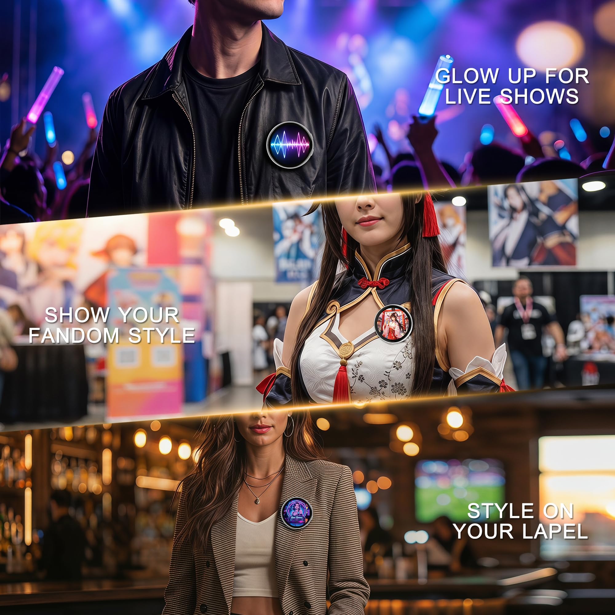 NISUNS Badge à écran tactile numérique LED avec fixation magnétique | Badge électronique lumineux avec affichage GIF/vidéo personnalisé, idéal pour Cosplay, Ita Bags et Anime Cons.