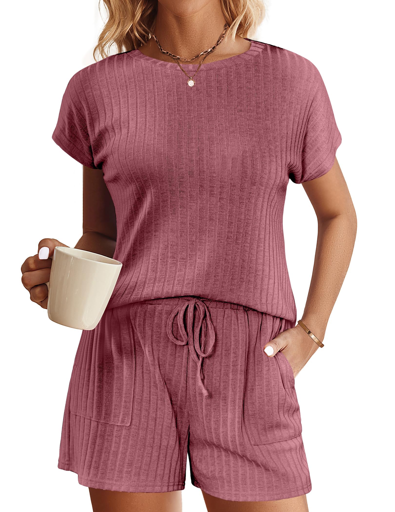 Ekouaer Ribbed Knit Set
