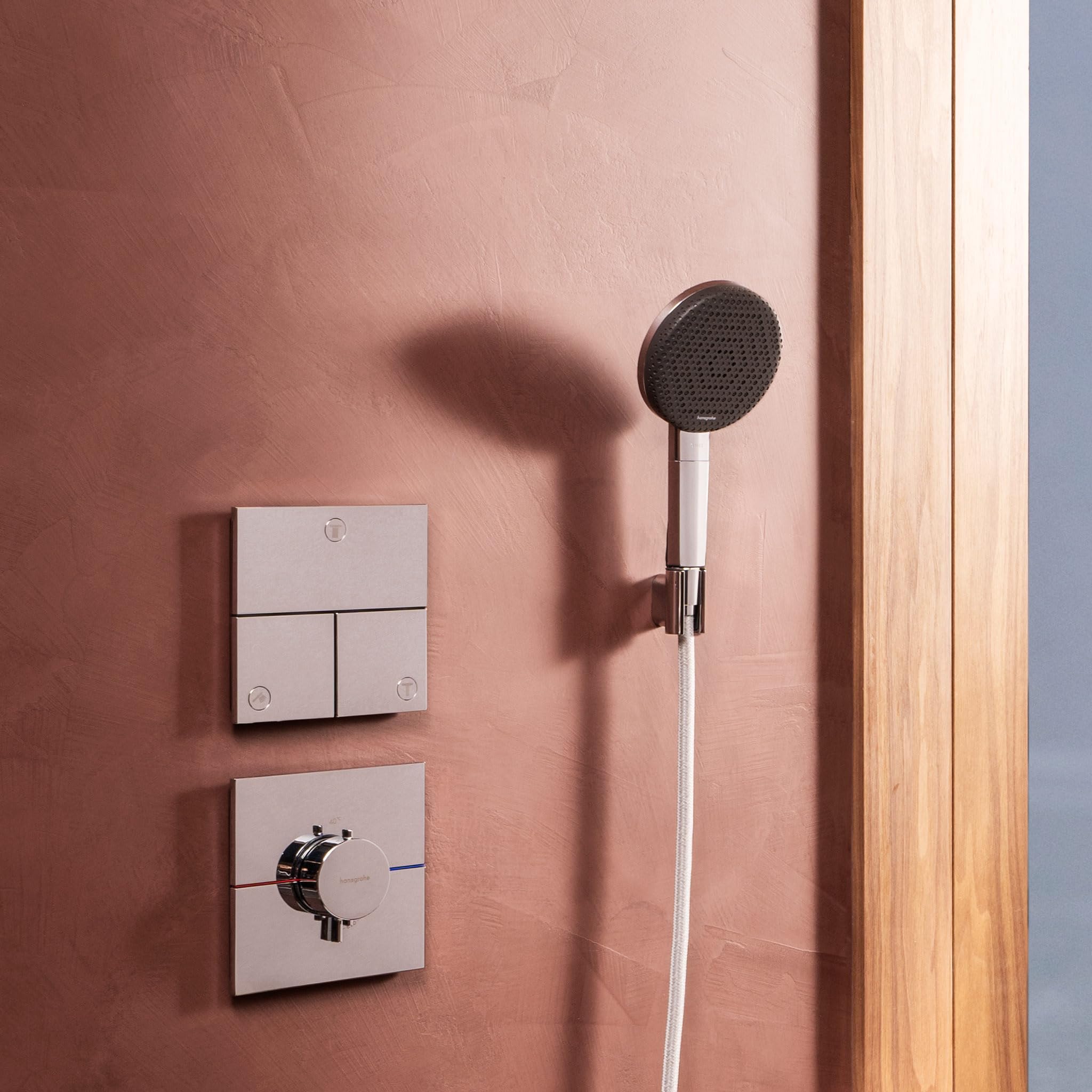hansgrohe Porter Fine - uchwyt głowicy prysznicowej, uchwyt prysznicowy do do węży prysznicowych z nakrętką stożkową, akcesoria prysznicowe, chrom, 28885000