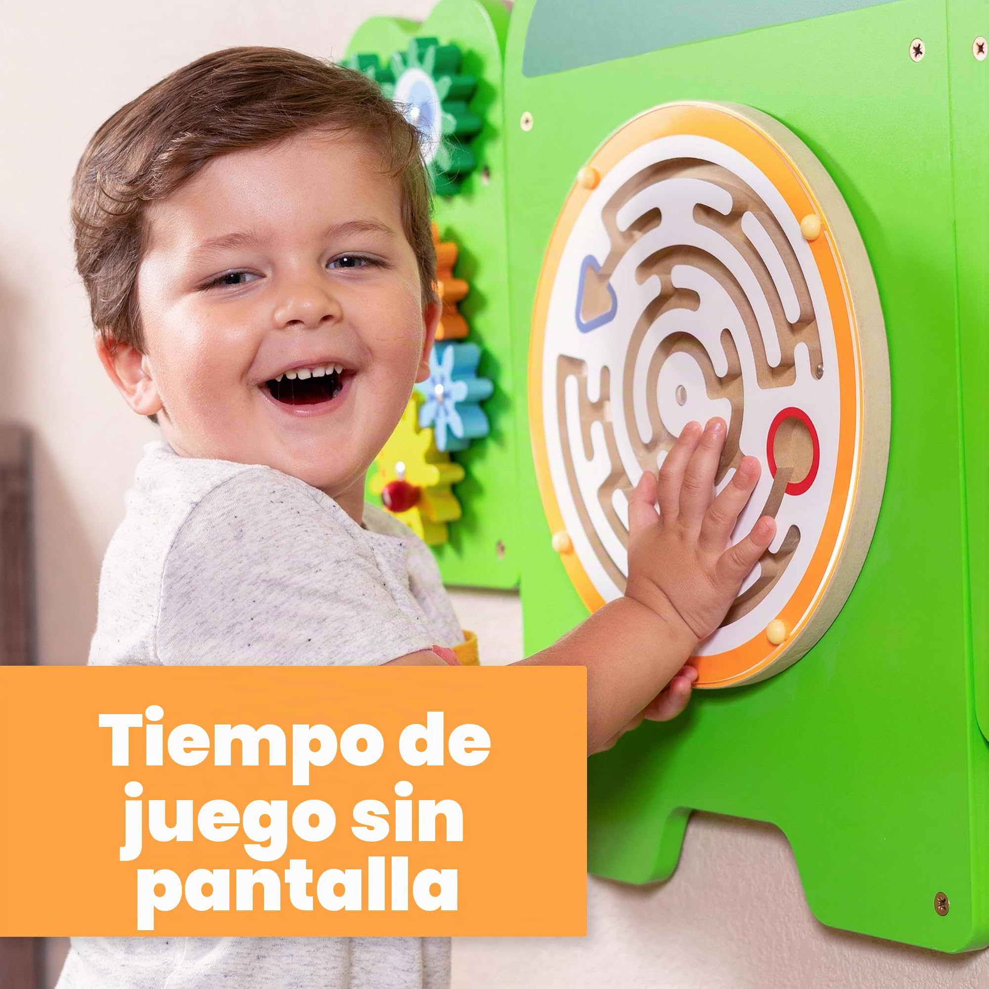 SPARK & WOW Paneles de Pared de Actividad de cocodrilo, Edad 18 +, Juguete Montessori Sensory Wall Toy – 11 Actividades – Tabla de Actividades – Decoración para habitación de niños pequeños