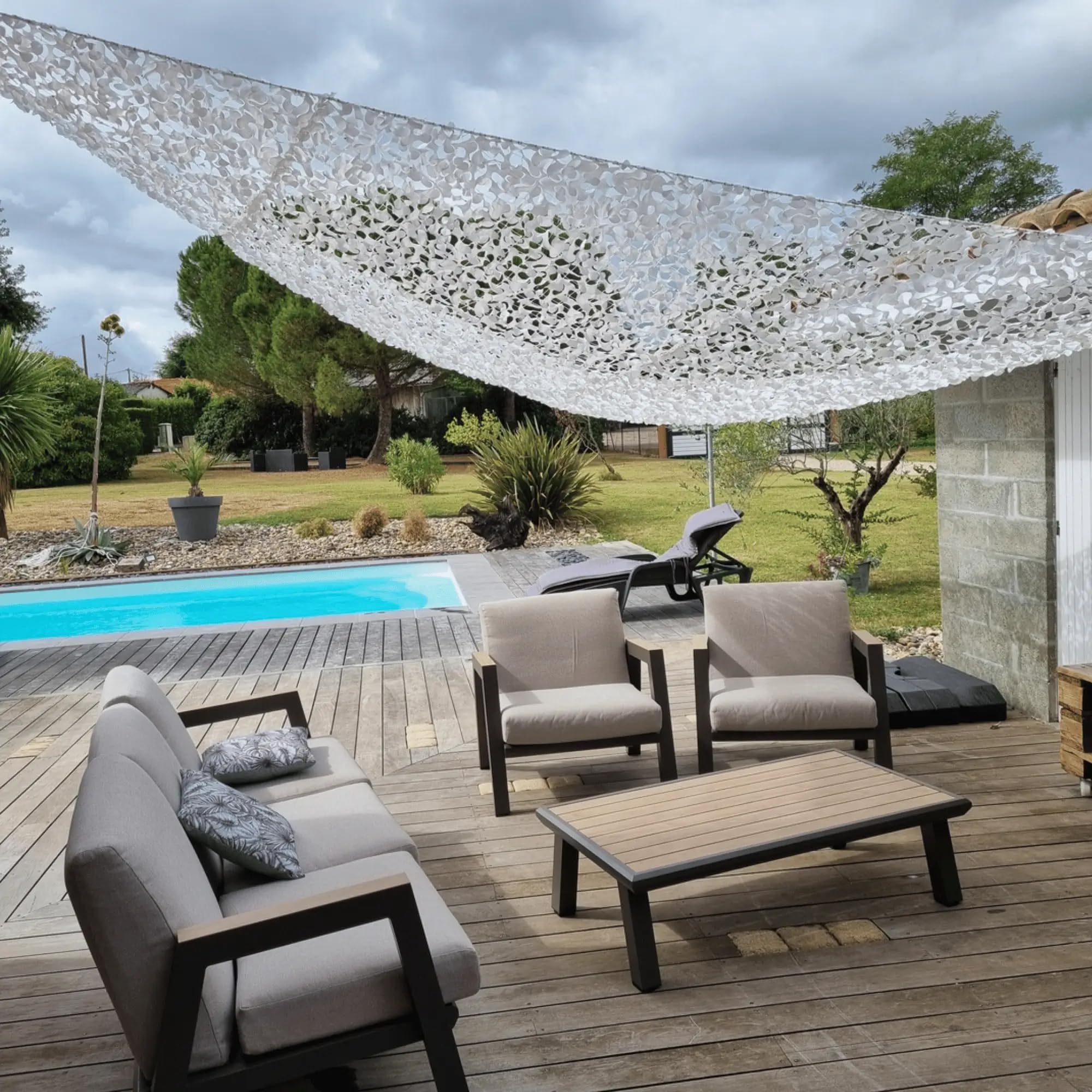 Rete mimetica militare rinforzata triangolare | alta gamma | protezione solare e vela di ombreggiatura anti-UV, ideale per terrazza pergola giardino, tenda decorativa resistente durevole 3 x 4 3 x 5