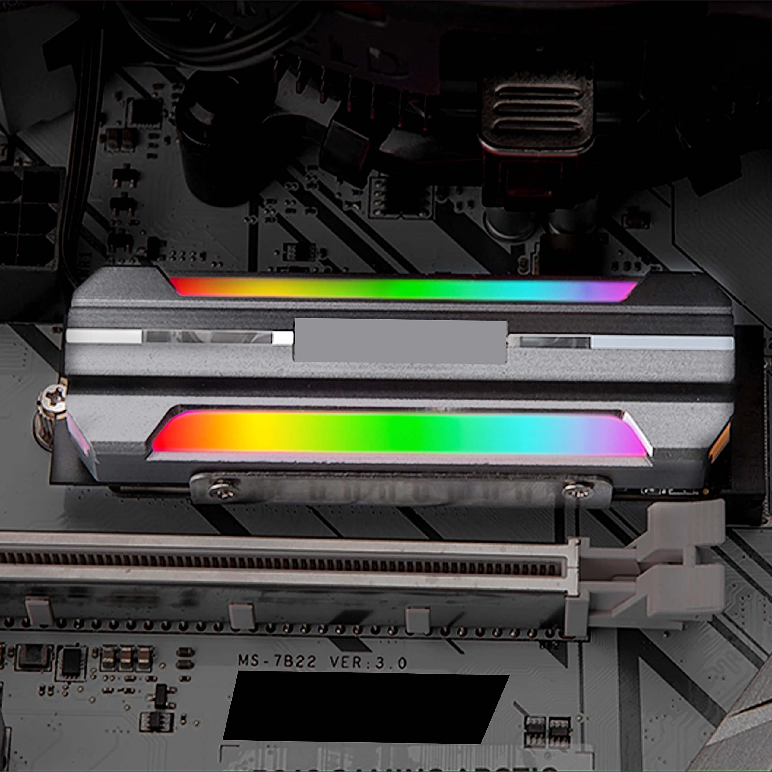 Baotkere Disipador M.2 NVMe SSD Con Ventilador RGB Y Luz LED - Enfriamiento Ultra Para SSD, Compatible Con ASUS Aura Sync, MSI Mystic Light | Con Almohadillas Térmicas