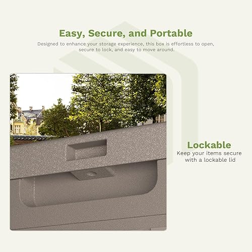 Vista 104 de Patiowell 30 Gallon Resin Deck Box, Outdoor Storage Box for Patio Furniture, Deliveries, Pool Supplies,Waterproof and Lockable, Grey
