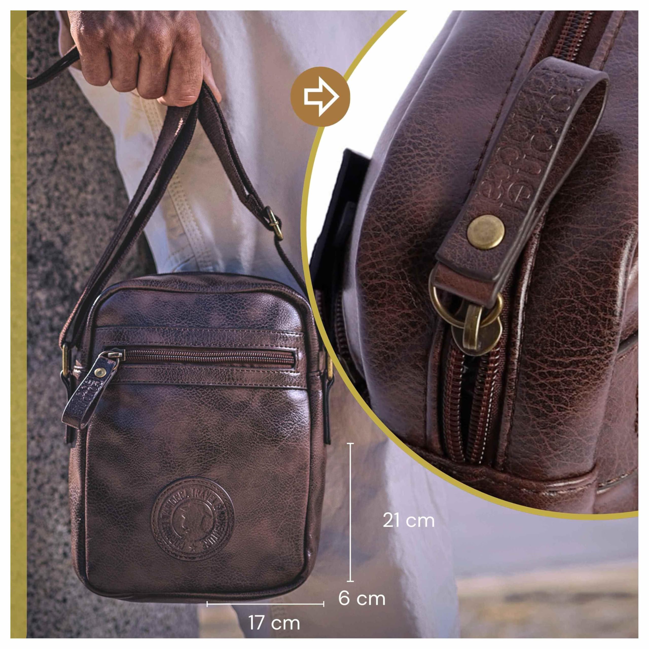 Coronel Tapioca - Bandoleras Hombre - Bolso Hombre - Bolso hombre bandolera - Bolso Bandolera hombre - Bandolera piel hombre para uso diario, casual, viaje o negocios