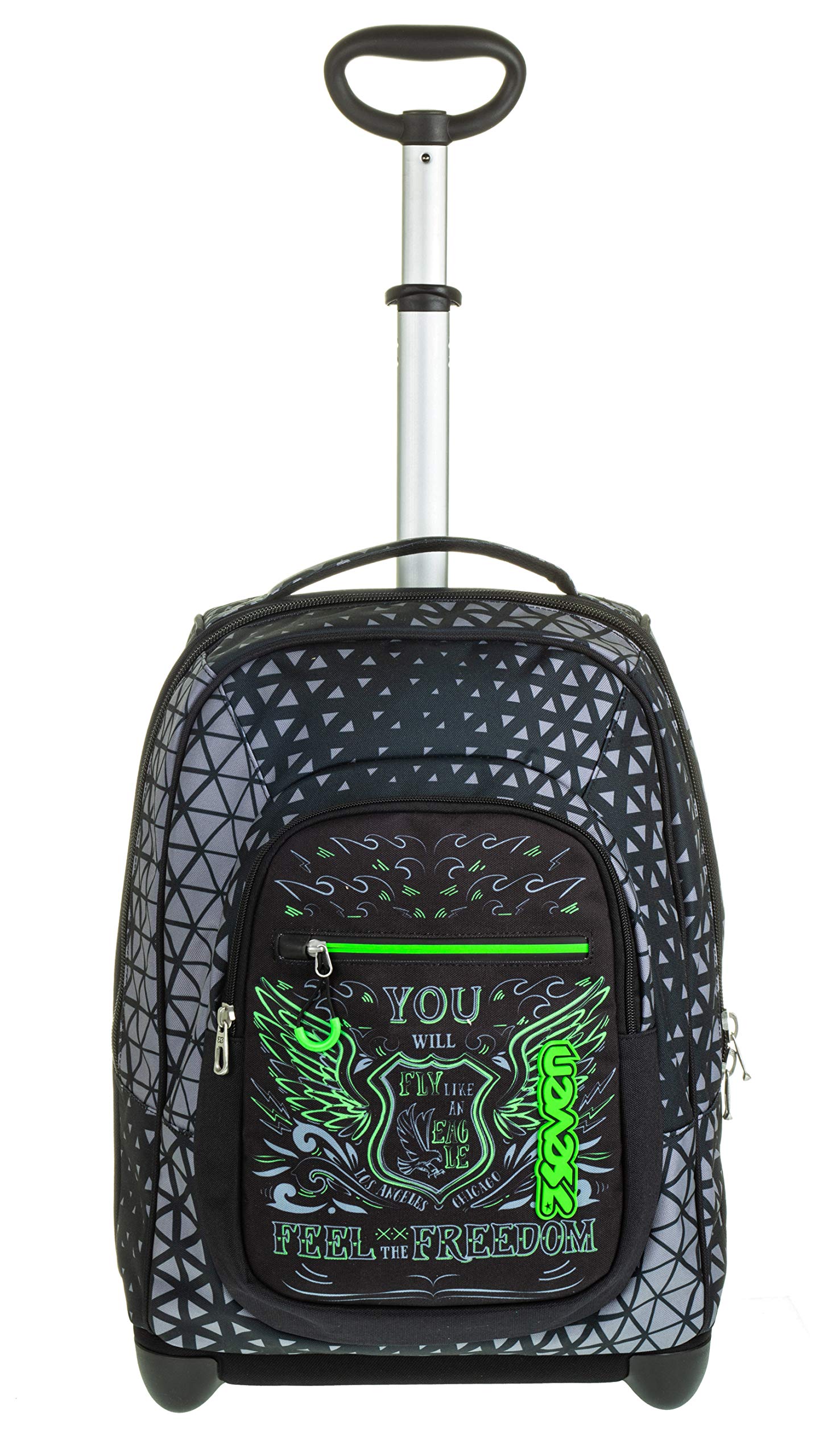 Trolley Fit Seven Winged, Nero, 35 Lt, 2in1 Zaino con Sollevamento Spallacci per uso Trolley, Scuola & Viaggio