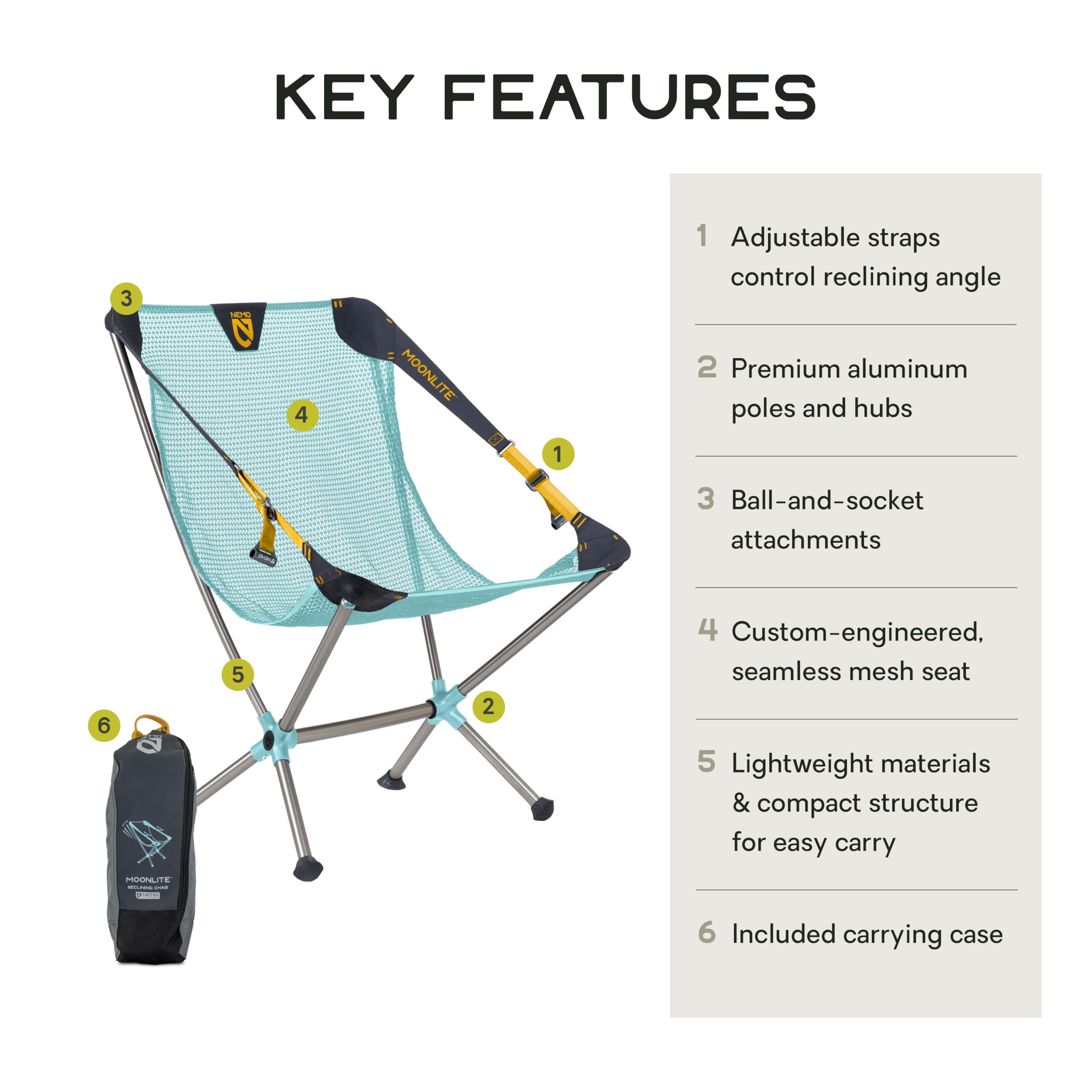 Amazon.com: Nemo Moonlite Reclining Camp Chair - Hazy Aqua