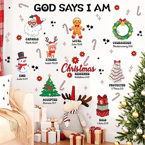 Calcomanías de pared de Navidad, divertidas citas de Navidad, calcomanías de pared de pino de Navidad, calcomanías de pared de copos de nieve