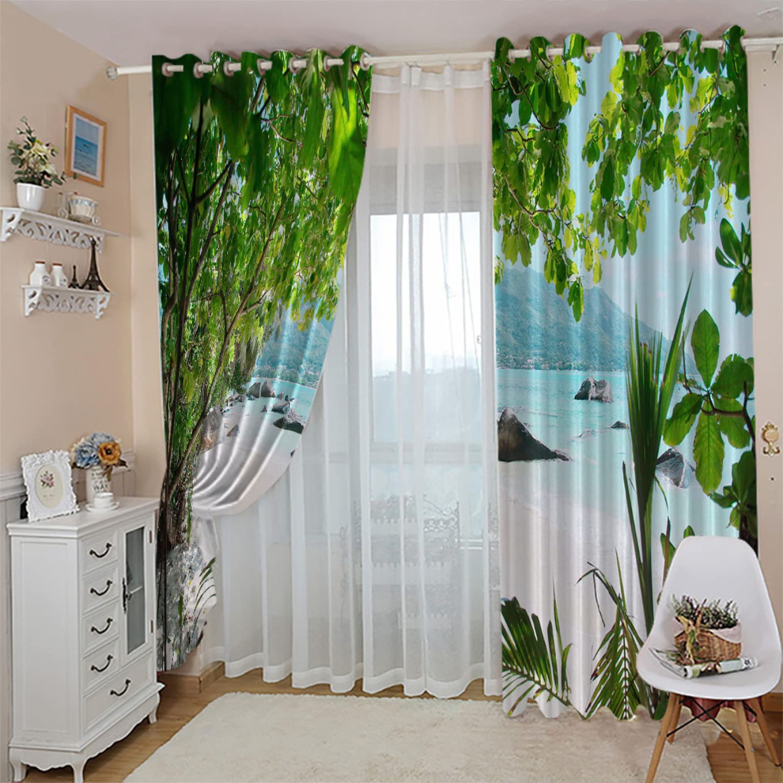 Tende Oscuranti Per Cameretta Con Animali Tropicali E Fenicotteri - 2 Pannelli In Microfibra Morbida, 46x54 Pollici, Per Bambini E Ragazze, Termiche E Stampate In HD