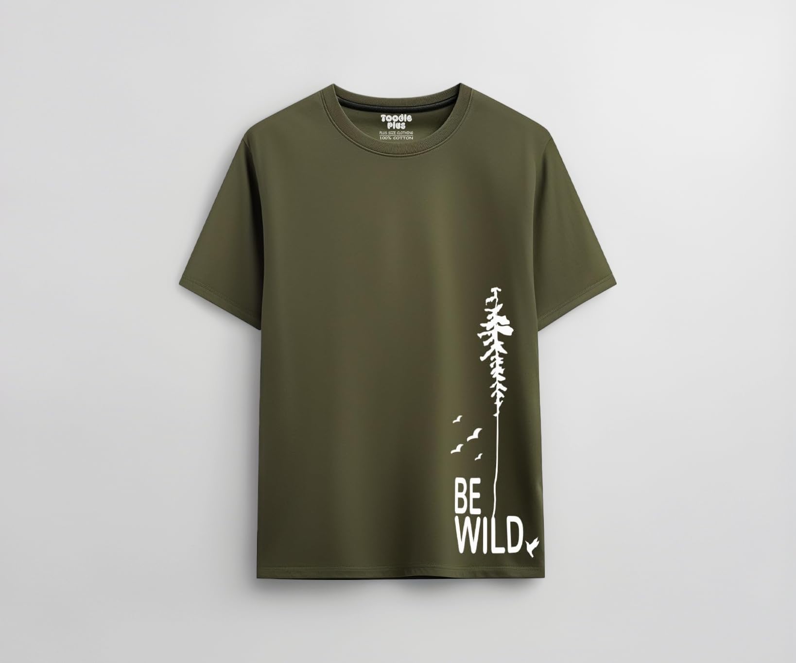 100% Pure Cotton Plus Size T Shirt for Men- Regular Fit - Half Sleeve Roundneck Stylish Tshirt - Graphic Printed Be Wild (Size - 2XL to 10XL)