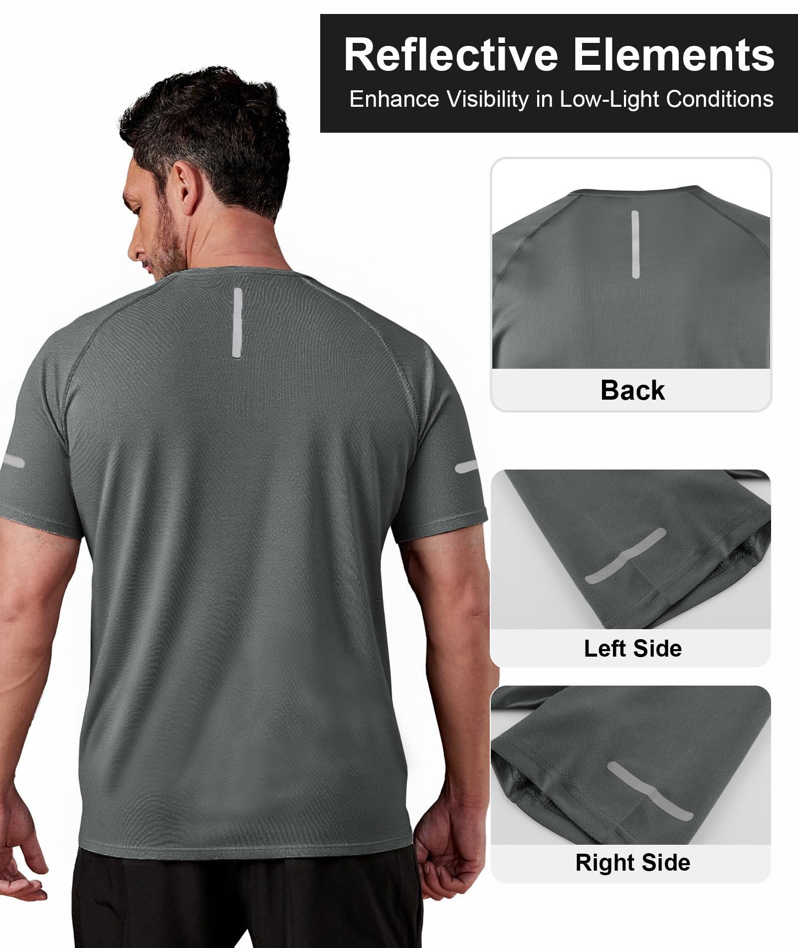 ZITY Pack de 3 Camisetas Manga Corta Hombre Camiseta Deporte Hombre Camiseta Transpirable Secado Rápido de Verano Ropa Running Gym Fitness