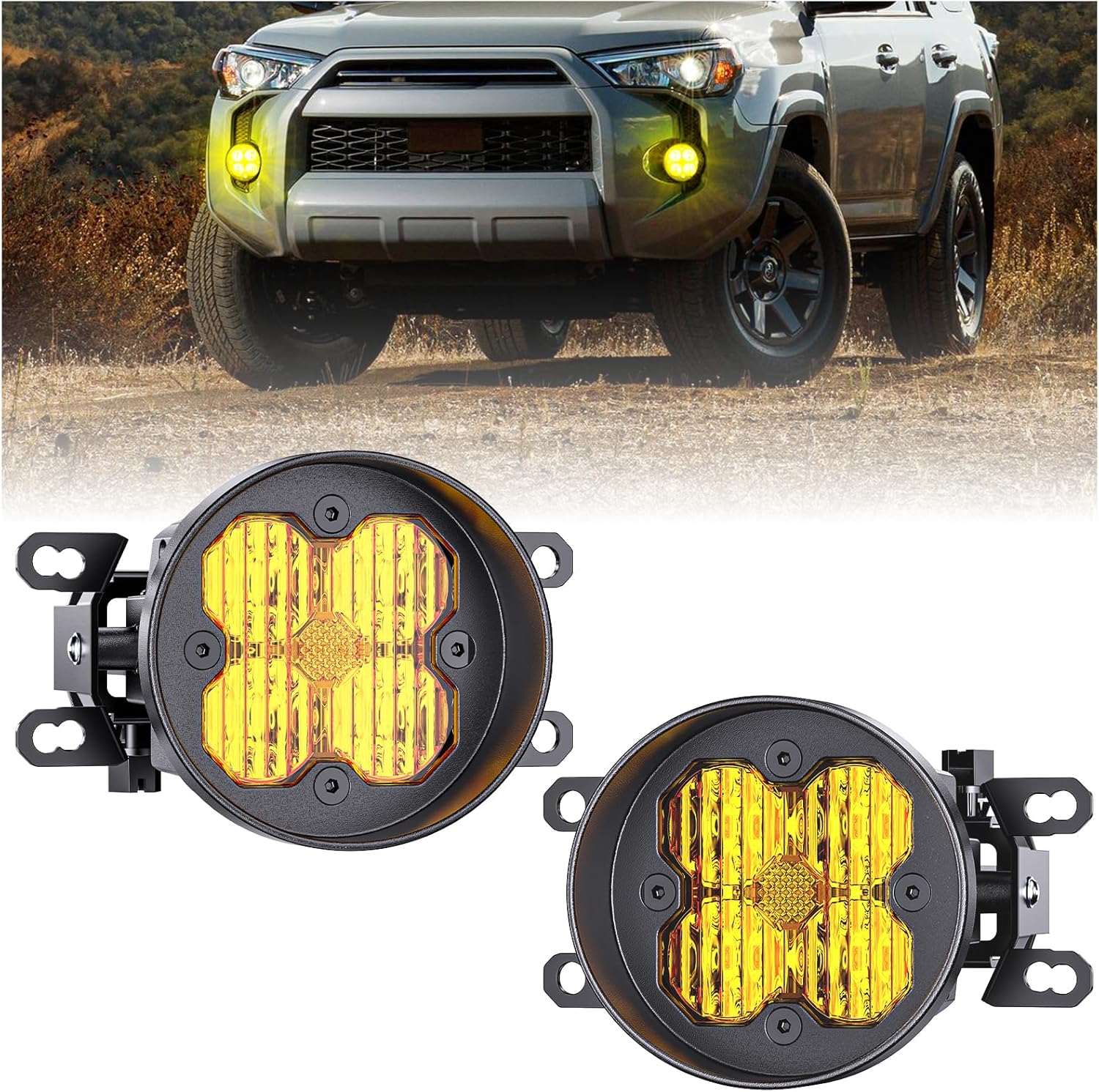 Upgraded LED Fog Light Assembly for 2012-2023 Tacoma; 2010-2024 4Runner/2014-2021 Tundra/RAV4 2006-2012/Highlander 2014-2016/Sienna 2011-2019/Solara 2007-2008/Camry 07-14/Corolla 09-16/Yaris 07-14