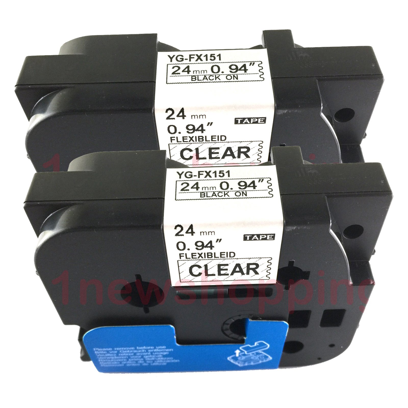 NEOUZA 2PK Compatible for Brother P-Touch Laminated TZe TZ Fx151 Label Tape 24mm x 8m (Flexible ID Cable Wire Black on Clear)