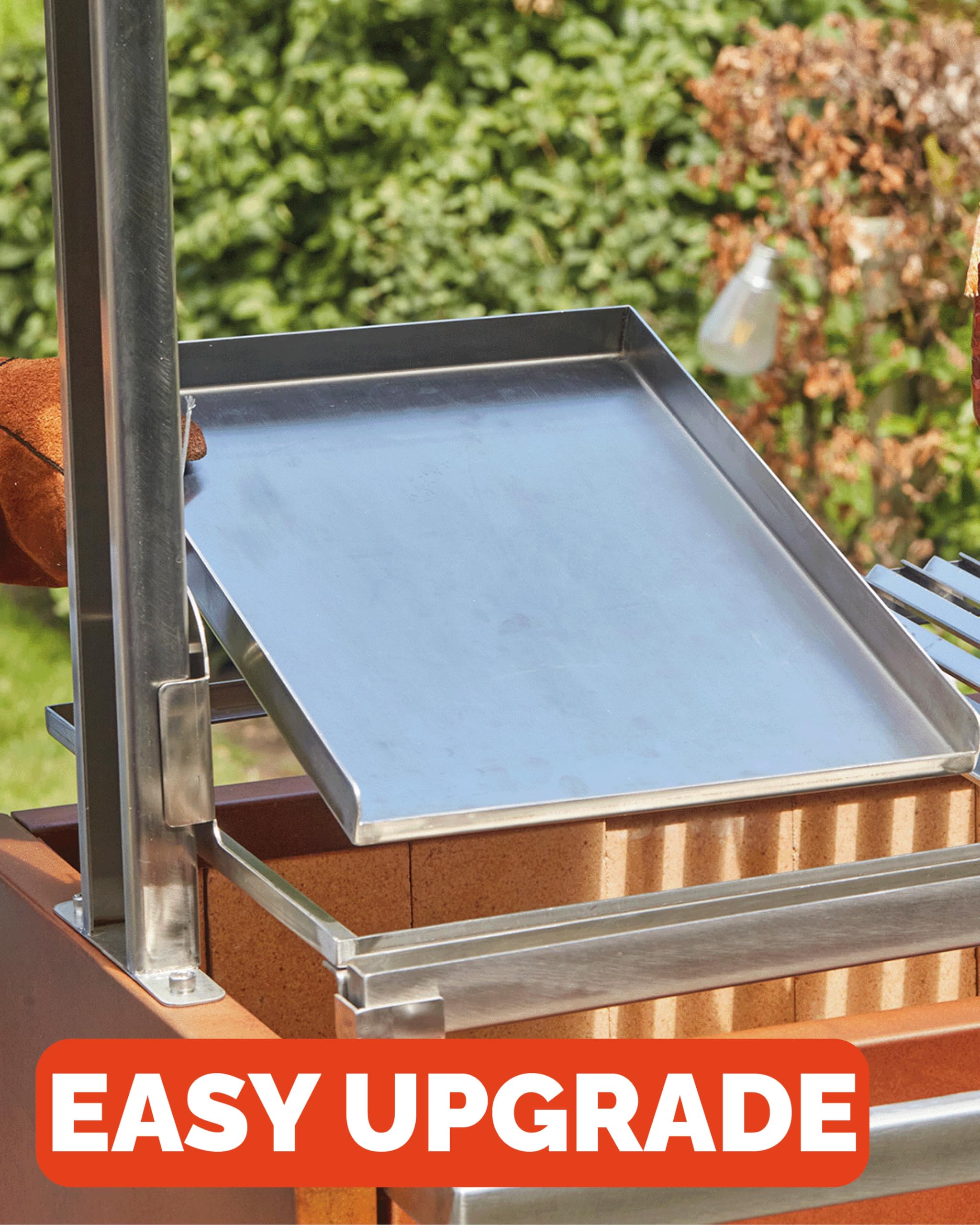 Barbecook barbecue bois Pedro en acier corten et inox, barbecue à bois robuste pour cuisiner en plein air, 98×55×154.5cm