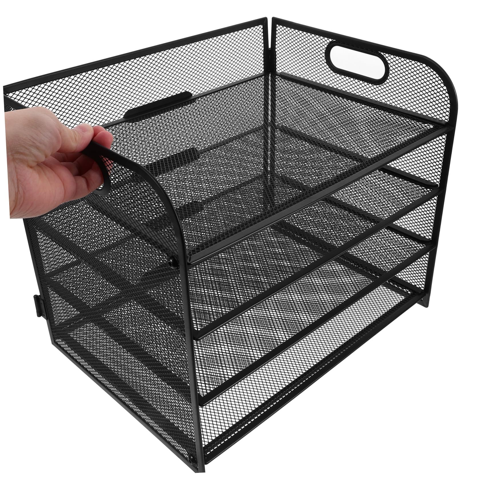 SEWACC 4stufe Stöckiger Papierorganizer für Schreibtisch Metall-dokumentenablage Aktenordner mit Griffen Schreibtischaccessoires Postablage für Theke Bücherregal für Klassenraum