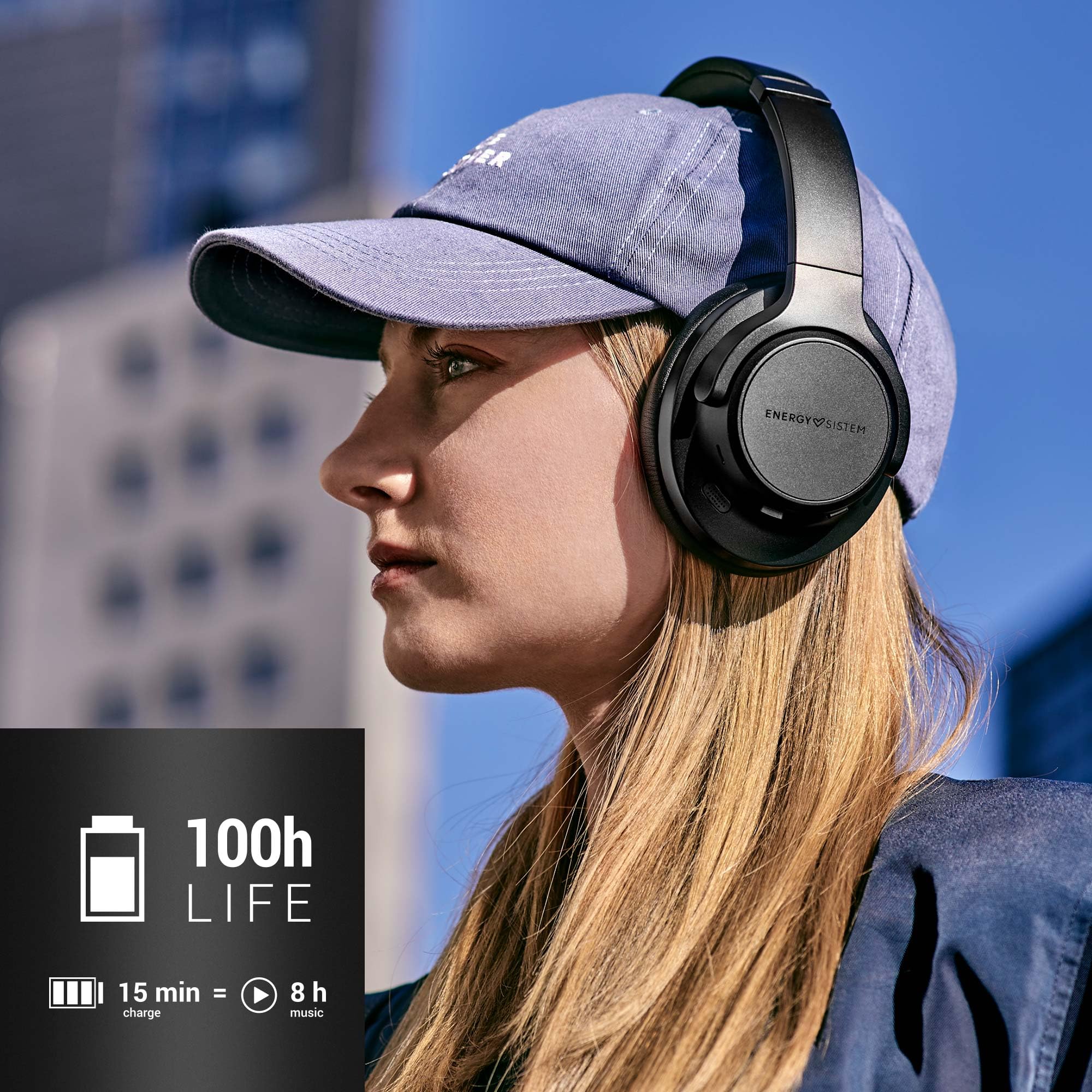 Energy Sistem Silent ANC - Auriculares con cancelación de Ruido (Hybrid ANC, Plástico Reciclado, Bluetooth 5.4, 100 Horas batería, Quick Charge)