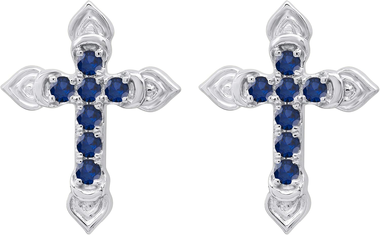 Dazzlingrock Collection Women Cross Stud Earrings, Available in Various Round Natural Diamonds, Gemstones & in Real Solid Gold & 925 Sterling Silver