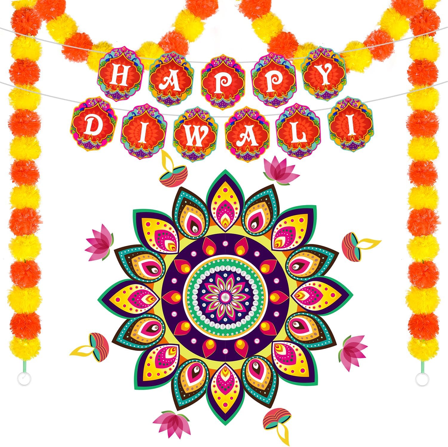 MOVINPE Diwali Decorations Set for Home, Rangoli Stickers
