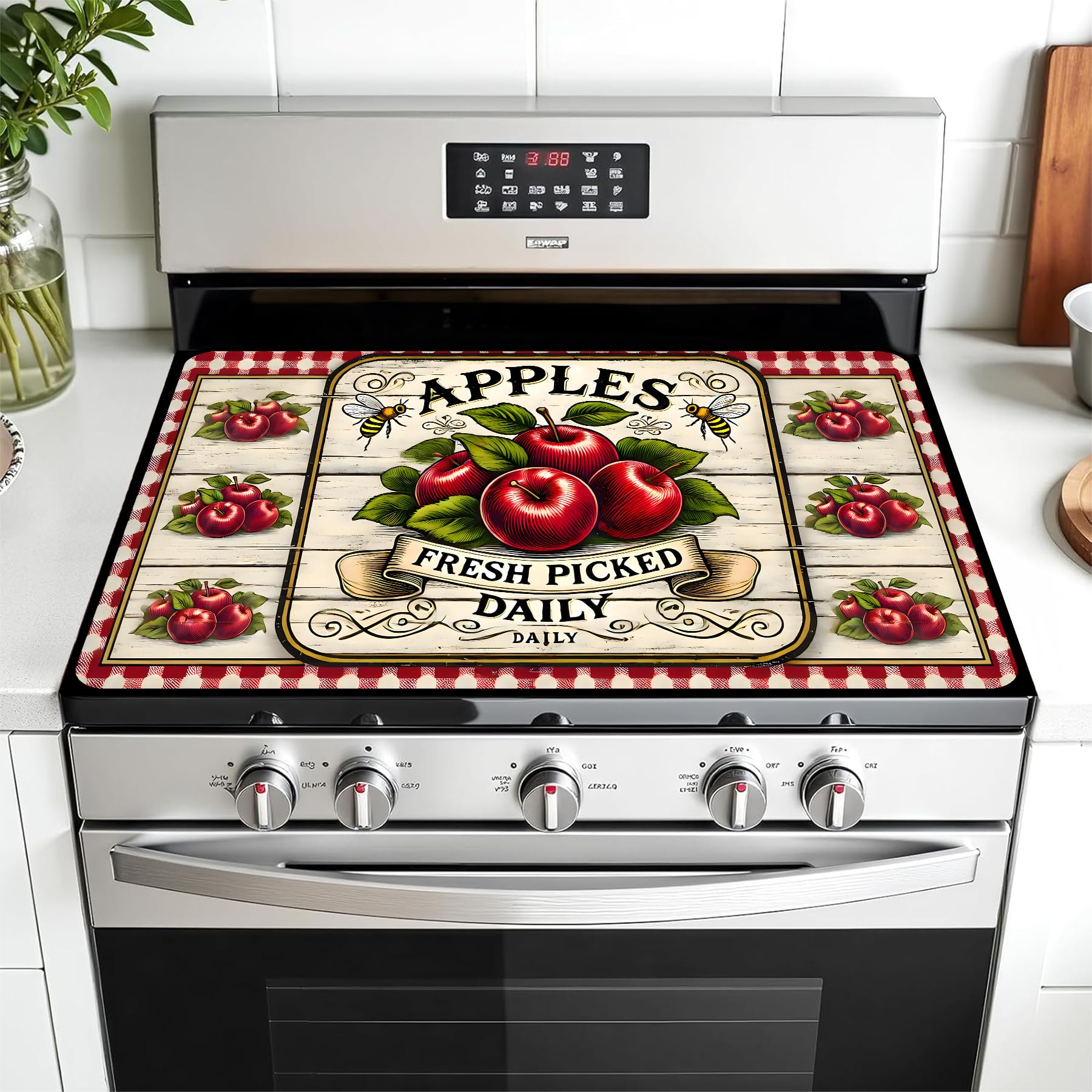 Multi-Design Stove Cover for Glass/Electric Stoves - 3-in-1 Heat-Resistant Protector Mat, Non-Slip Drying Rack 28"x20"